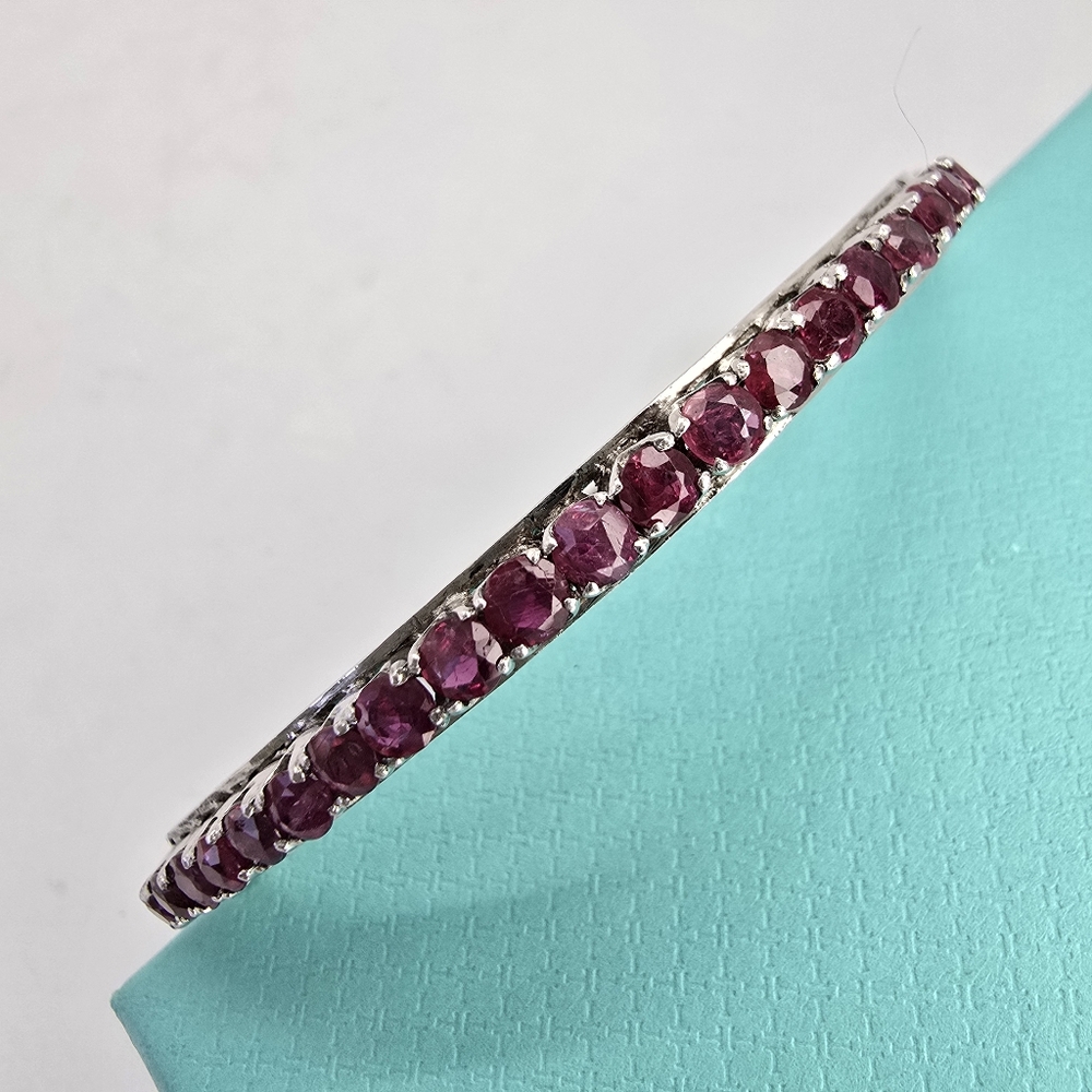 Vintage Pink Tourmaline Accent Sterling Silver Bangle Bracelet